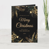 Zwart Goud Groen Modern Elegant Kerstmis Feestdagen Kaart (Voorkant)