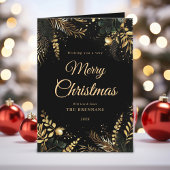Zwart Goud Groen Modern Elegant Kerstmis Feestdagen Kaart
