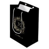 Zwart Goud Groomsman Trouwcadeau Tas Medium Cadeauzakje (Voorkant Gekanteld)