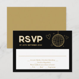 Zwart Goud Groovy Trouwmaaltijd Keuze RSVP Kaart