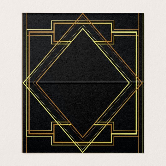 zwart goud  grote gatsby bruiloft Place Card Visitekaartje (Binnenkant ongevouwen)