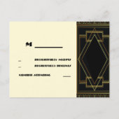 zwart goud  grote gatsby bruiloft RSVP Uitnodiging Briefkaart (Achterkant)