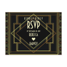 zwart goud  grote gatsby bruiloft RSVP