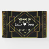 Zwart Goud  Grote Gatsby bruiloft Spandoek (Horizontaal)