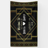 Zwart Goud  Grote Gatsby bruiloft Spandoek (Verticaal)