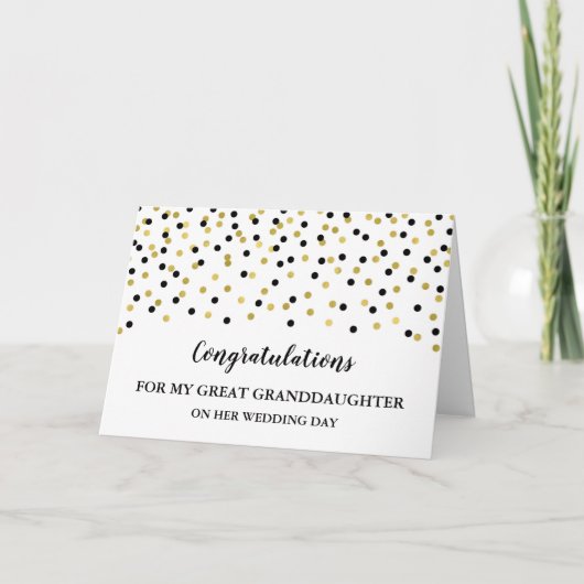 Zwart Goud Grote kleindochter trouwdag Kaart (Voorkant)