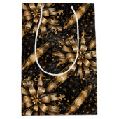 Zwart & Goud Grunge Kerstlint Medium Cadeauzakje (Voorkant)