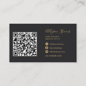 Zwart Goud haar make-up foto initiaal qr code Visitekaartje (Achterkant)