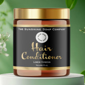 Zwart & Goud Hair Conditioner Jar Label met logo Waterfles Etiket