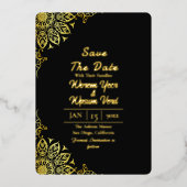 Zwart goud Halloween bruiloft Save the Date Folie Uitnodiging (Voorkant)