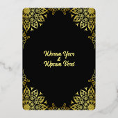 Zwart goud Halloween bruiloft Save the Date Folie Uitnodiging (Achterkant)