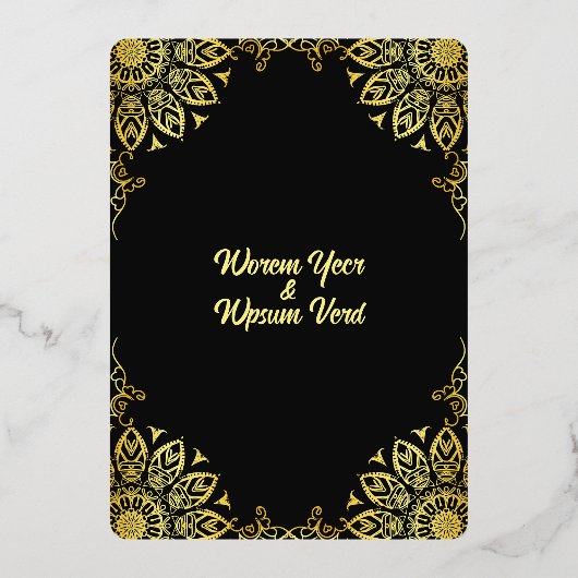 Zwart goud Halloween bruiloft Save the Date Folie Uitnodiging (Achterkant)