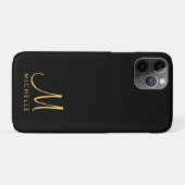 Zwart & Goud Handgeschreven Monogram Naam Sjabloon Case-Mate iPhone Case (Achterkant (horizontaal))