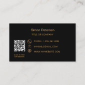 Zwart goud handtekening script QR code logo Visitekaartje (Achterkant)