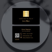 Zwart goud handtekening script QR code logo Visitekaartje