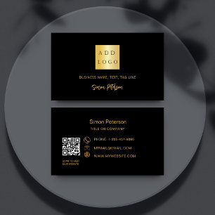 Zwart goud handtekening script QR code logo Visitekaartje