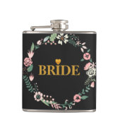 Zwart Goud Hart Bruid Heupfles (Voorkant)