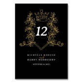 Zwart Goud hart kroon bruiloft Kaart (Voorkant)