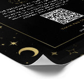 Zwart & Goud Hemel Maan Sterren Honeymoon Fonds Poster (Hoek)