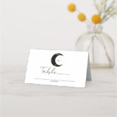 Zwart & Goud Hemelmaantje Sterren Bruiloft Tafel  Plaatskaartje (Voorkant)