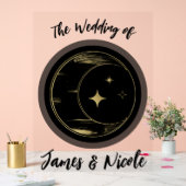 Zwart & Goud Hemelse Maan Sterren Huwelijk Welkom Acryl Bord (Huwelijk)