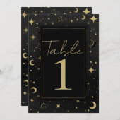 Zwart & Goud Hemelse Maan Sterren Tafelnummer (Voorkant / Achterkant)