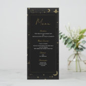 Zwart & Goud Hemelse Maan Sterren Trouwmenu Menu (Staand voorkant)