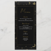 Zwart & Goud Hemelse Maan Sterren Trouwmenu Menu (Voorkant)