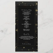 Zwart & Goud Hemelse Maan Sterren Trouwprogramma Programmakaart (Achterkant)