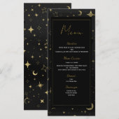 Zwart & Goud Hemelse Maan Sterren Wedding Menu (Voorkant / Achterkant)