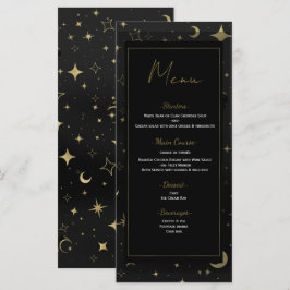 Zwart & Goud Hemelse Maan Sterren Wedding Menu