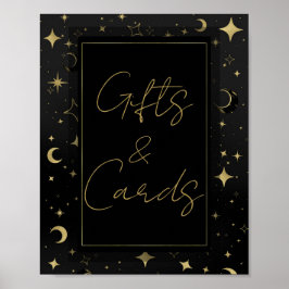 Zwart & Goud Hemelse Maan Sterren Wedding Poster