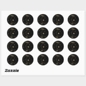 Zwart & Goud Hemelse Maan Sterren Wedding Ronde Sticker (Vel)