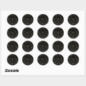 Zwart & Goud Hemelse Maan Sterren Wedding Ronde Sticker (Vel)