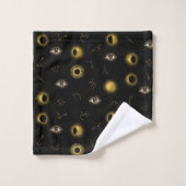 Zwart Goud Hemelse Zon & Maan Zodiac Oog Bad Handdoek (Wasdoekje)