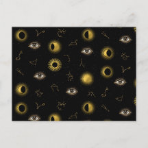 Zwart Goud Hemelse Zon & Maan Zodiac Oog