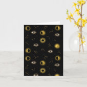 Zwart Goud Hemelse Zon & Maan Zodiac Oog Kaart (Gele Bloem)