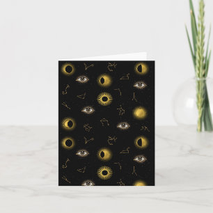 Zwart Goud Hemelse Zon & Maan Zodiac Oog Kaart