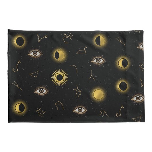 Zwart Goud Hemelse Zon & Maan Zodiac Oog Kussensloop (Achterkant-Rechts)