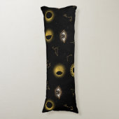 Zwart Goud Hemelse Zon & Maan Zodiac Oog Lichaamskussen (Voorkant Verticaal)