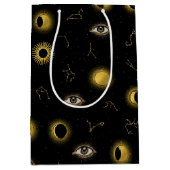 Zwart Goud Hemelse Zon & Maan Zodiac Oog Medium Cadeauzakje (Voorkant)