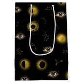 Zwart Goud Hemelse Zon & Maan Zodiac Oog Medium Cadeauzakje (Achterkant)
