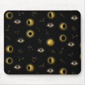 Zwart Goud Hemelse Zon & Maan Zodiac Oog Muismat (Voorkant)
