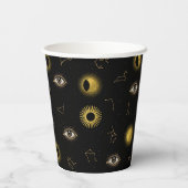 Zwart Goud Hemelse Zon & Maan Zodiac Oog Papieren Bekers (Achterkant)
