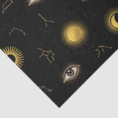 Zwart Goud Hemelse Zon & Maan Zodiac Oog Tissuepapier (Detail)