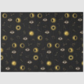 Zwart Goud Hemelse Zon & Maan Zodiac Oog Tissuepapier (Voorkant)