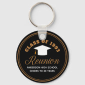 Zwart Goud High School Reunion Custom Party Favor Sleutelhanger (Voorkant)