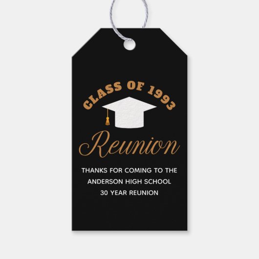Zwart Goud High School Reunion Gepersonaliseerde P Cadeaulabel (Voorkant)
