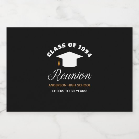 Zwart Goud High School Reunion Gepersonaliseerde P Likeurfles Etiket (Enkel label)