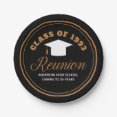Zwart Goud High School Reunion Gepersonaliseerde P Papieren Bordje (Voorkant)